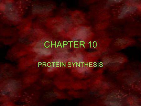 CHAPTER 10 PROTEIN SYNTHESIS.