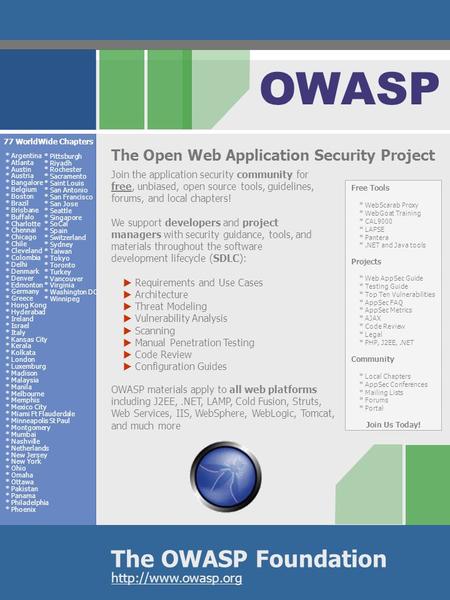The OWASP Foundation OWASP  The Open Web Application Security Project Join the application security community for free, unbiased, open.