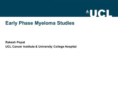 Early Phase Myeloma Studies