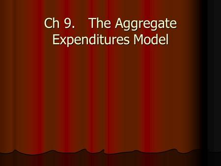 Ch 9.The Aggregate Expenditures Model. (a) The investment demand curve and (b) the investment schedule a)The level of investment spending ($20 bill) is.
