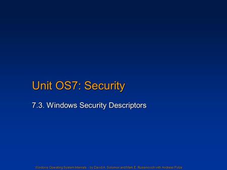 7.3. Windows Security Descriptors