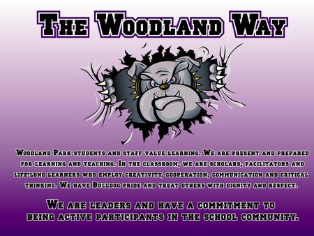 Theme: We are active members of our community. Traits: communicative, cooperative, generous The Woodland Way January, 2014.