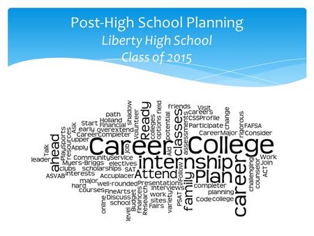Post-High School Planning Liberty High School Class of 2015.