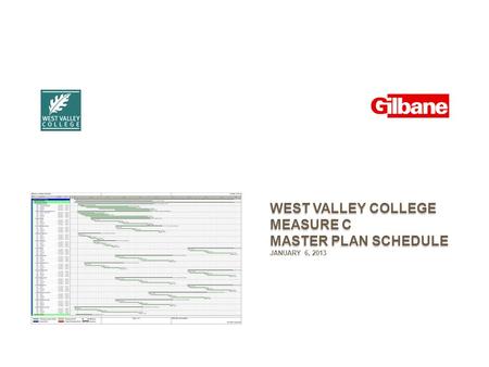 WEST VALLEY COLLEGE MEASURE C MASTER PLAN SCHEDULE JANUARY 6, 2013.