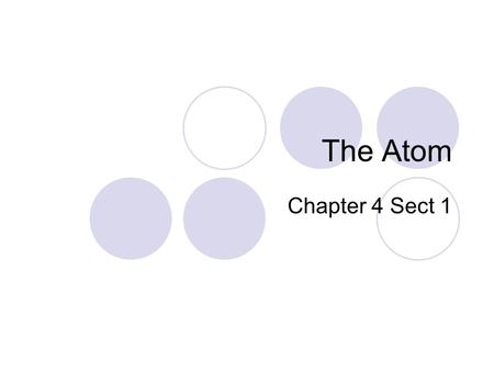 The Atom Chapter 4 Sect 1.