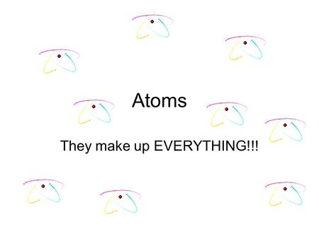 Atoms They make up EVERYTHING!!! This information is REALLY Important for the Rest of your Educational Career!!!!