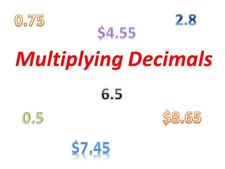 Multiplying Decimals. When would you need to multiply a decimal?