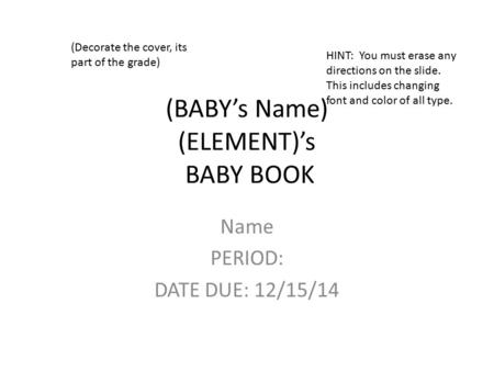 (BABY’s Name) (ELEMENT)’s BABY BOOK