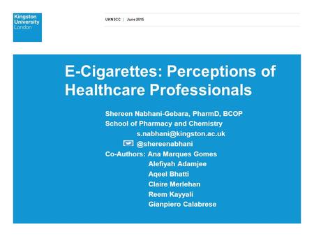 E-Cigarettes: Perceptions of Healthcare Professionals