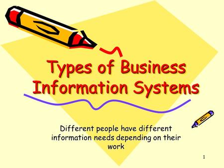 1 Types of Business Information Systems Different people have different information needs depending on their work.