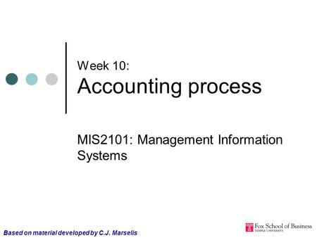Week 10: Accounting process