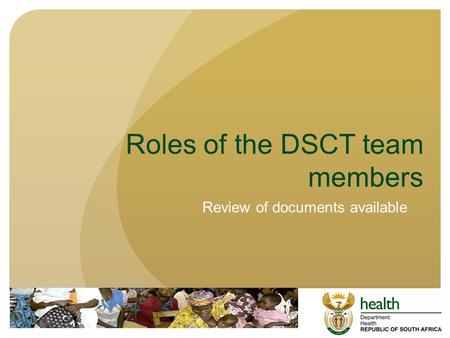Roles of the DSCT team members Review of documents available.