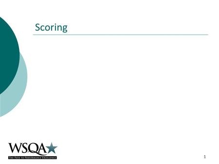 Scoring 1. Scoring Categories 1 – 6 (Process Categories) Examiners select a score (0-100) to summarize their observed strengths and opportunities for.