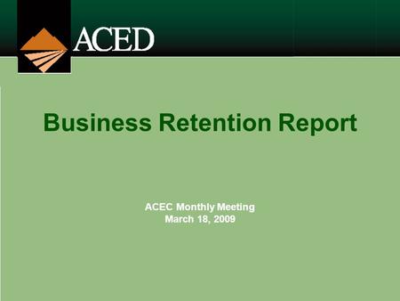 Business Retention Report ACEC Monthly Meeting March 18, 2009.