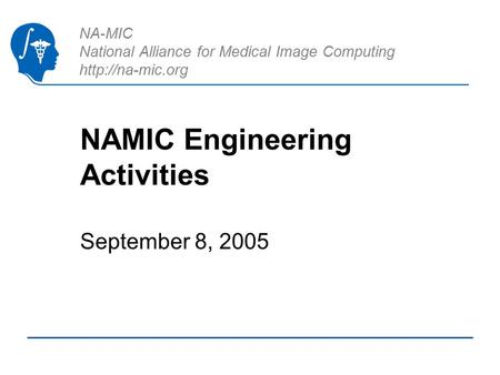 NA-MIC National Alliance for Medical Image Computing  NAMIC Engineering Activities September 8, 2005.