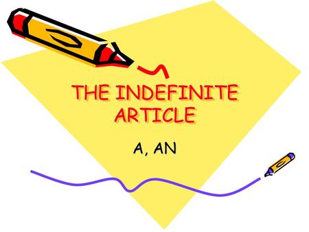 THE INDEFINITE ARTICLE A, AN. THE INDEFINITE ARTICLE – A, AN Is used:  Before a singular countable noun  a dog,  a man,  an apple.
