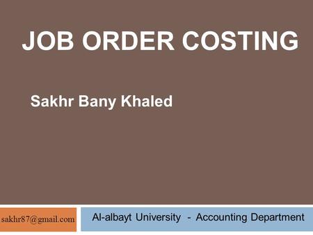 Al-albayt University - Accounting Department