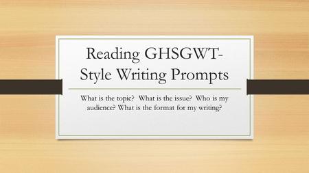 Reading GHSGWT-Style Writing Prompts