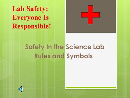 Safety In the Science Lab Rules and Symbols Lab Safety: Everyone Is Responsible!
