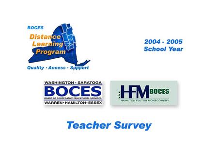 HFM SAN Distance Learning Project Teacher Survey 2004 – 2005 School Year... BOCES Distance Learning Program Quality Access Support.