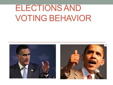 ELECTIONS AND VOTING BEHAVIOR Chapter 10. Three Types of Elections Primary Elections- voters select party nominees General Elections- the contest between.