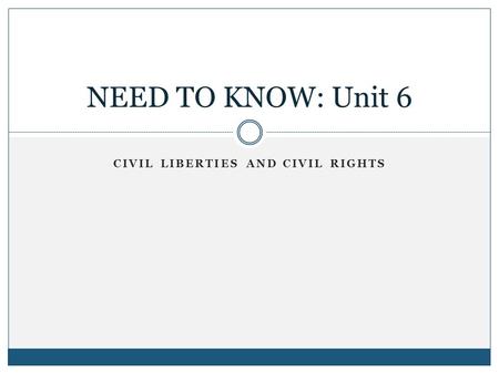 CIVIL LIBERTIES AND CIVIL RIGHTS NEED TO KNOW: Unit 6.