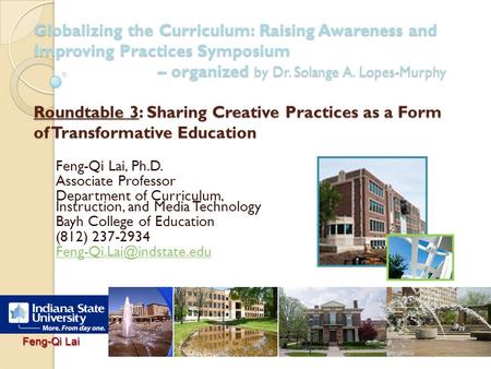 1 Feng-Qi Lai Globalizing the Curriculum: Raising Awareness and Improving Practices Symposium – organized by Dr. Solange A. Lopes-Murphy Roundtable 3: