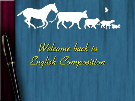 Welcome back to English Composition 1. Lost Generation  E2fAWM6rAhttp://www.youtube.com/watch?v=42 E2fAWM6rA ©Suzanne.