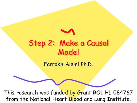 Step 2: Make a Causal Model Farrokh Alemi Ph.D. This research was funded by Grant RO1 HL 084767 from the National Heart Blood and Lung Institute.