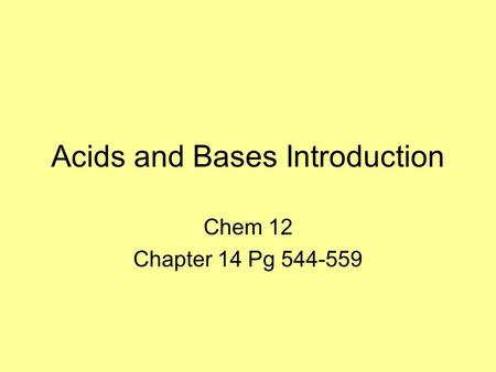 Acids and Bases Introduction