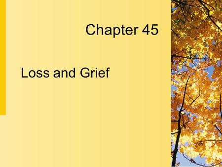 Chapter 45 Loss and Grief. 45-2 Copyright 2004 by Delmar Learning, a division of Thomson Learning, Inc. Loss  Loss is any situation in which a valued.