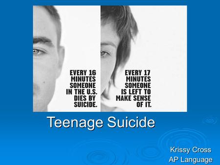 Krissy Cross AP Language Teenage Suicide. Background Information  This is an advertisement of teenagers at risk of committing suicide.  Types of teens.
