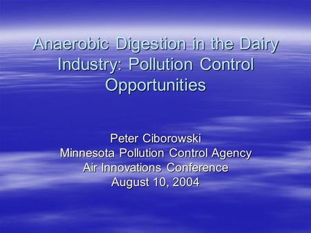 Peter Ciborowski Minnesota Pollution Control Agency