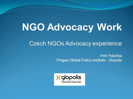 NGO Advocacy Work Czech NGOs Advocacy experience Petr Patočka