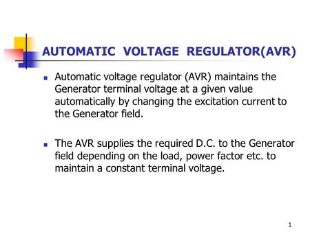 AUTOMATIC VOLTAGE REGULATOR(AVR)
