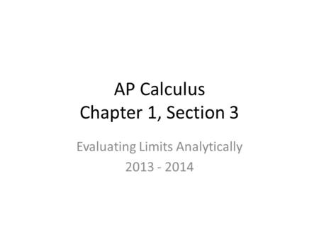 AP Calculus Chapter 1, Section 3
