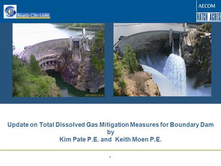 Confidential – ENSR 2008 1 Update on Total Dissolved Gas Mitigation Measures for Boundary Dam by Kim Pate P.E. and Keith Moen P.E.