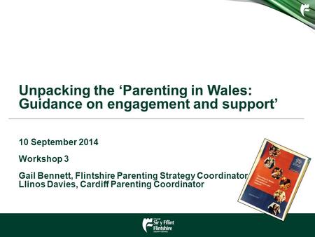 Unpacking the ‘Parenting in Wales: Guidance on engagement and support’ 10 September 2014 Workshop 3 Gail Bennett, Flintshire Parenting Strategy Coordinator.