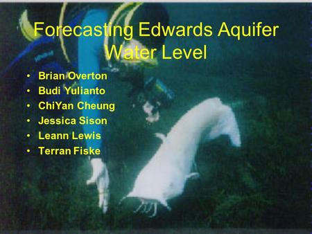 Forecasting Edwards Aquifer Water Level Brian Overton Budi Yulianto ChiYan Cheung Jessica Sison Leann Lewis Terran Fiske.