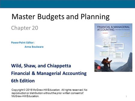 Master Budgets and Planning