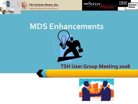 MDS Enhancements TSH User Group Meeting 2008. MDS Base Modifications 248 Cases Updated this Year Cases Completed By System Area ODBC2 Purchasing22 Pricing7.