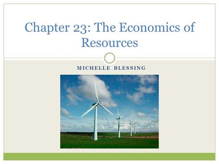 MICHELLE BLESSING Chapter 23: The Economics of Resources.