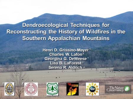 1 Dendroecological Techniques for Reconstructing the History of Wildfires in the Southern Appalachian Mountains Henri D. Grissino-Mayer 1 Charles W. Lafon.