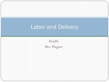 Health Mrs. Wagner Labor and Delivery. It is important for parents to know what to expect during pregnancy, birth and the adjustment period after birth.