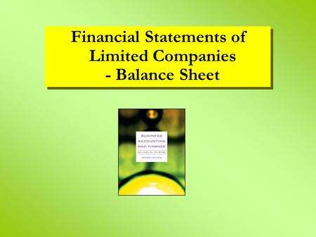 Financial Statements of Limited Companies - Balance Sheet.