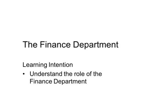 powerpoint presentation finance department