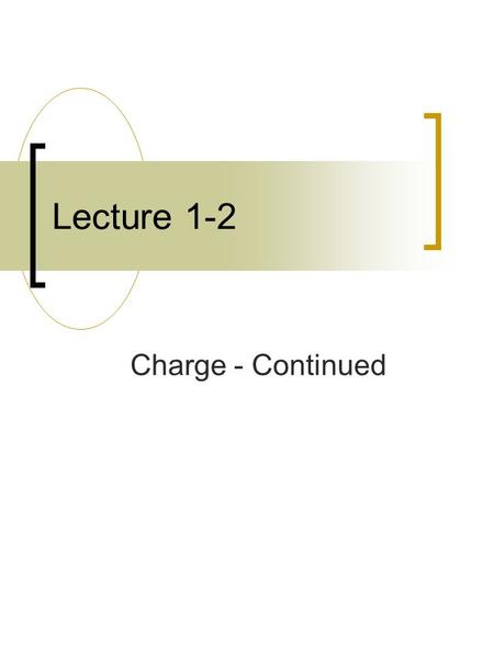 Lecture 1-2 Charge - Continued What’s Happ’nin? By now you should have registered on WebAssign and tried the initial assignment. Watch for the appearance.