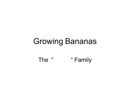 Growing Bananas The “ “ Family. Your Financial Situation Did you make money or lose money as the game progressed? Why?