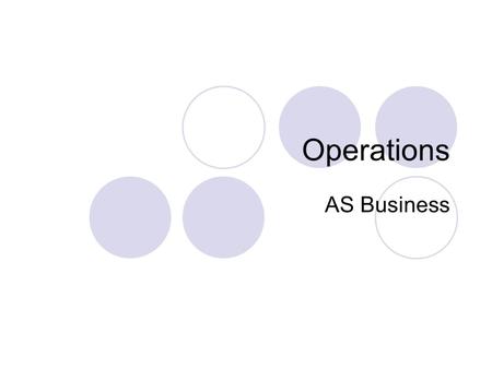 Operations AS Business. AS text Chapter 23 Lesson Objectives Explain operations management and its targets, specifically unit costs. Assess the importance.