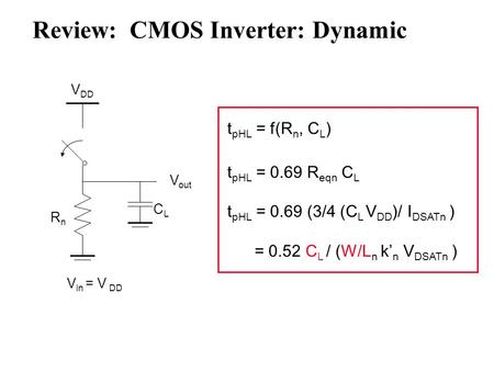 Review: CMOS Inverter: Dynamic
